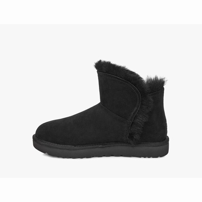 Botas UGG Classic Mini Fluff High-Low Mulher Pretas | PT-KISFC